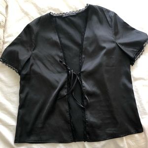 Brandy Melville silk satin front tie top